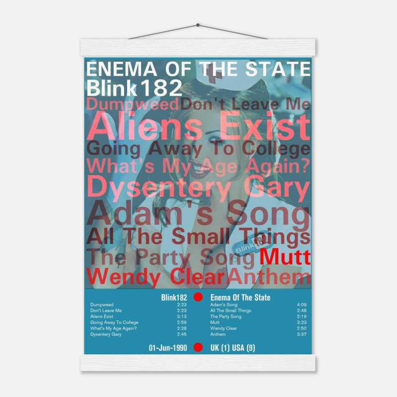 Enema Of The State Blink182 Inspired Museum-Quality Matte Paper Track Poster with Hanger A3 (29.7 x 42  cm) - White wall hanger