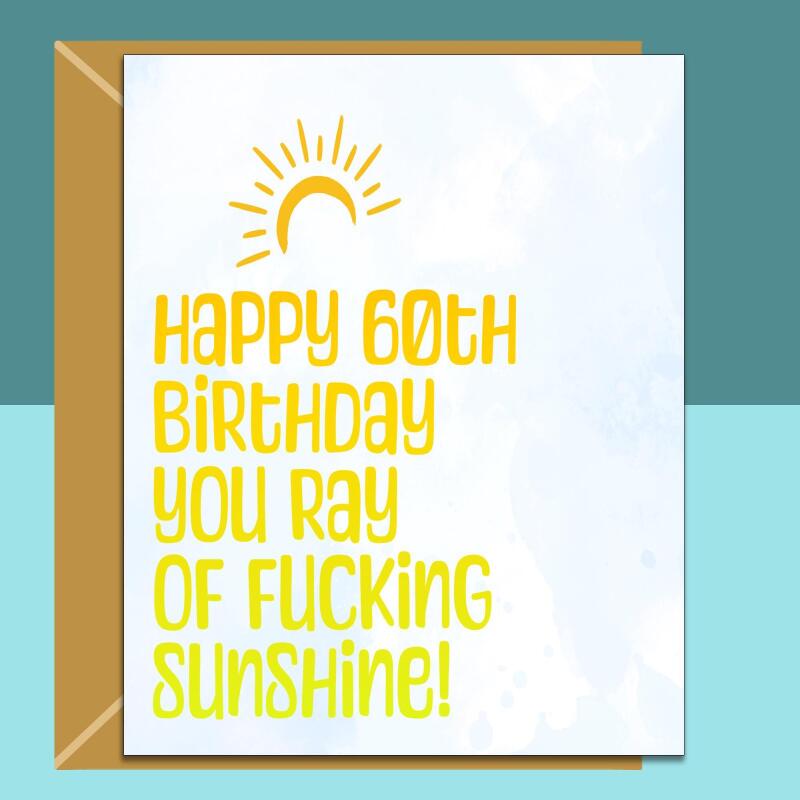 60th Birthday Card - Personalised inside - For Him or Her - For mum, dad, friend, brother, sister, or anyone else turning 60 years old - Blank inside - Regular - Matte