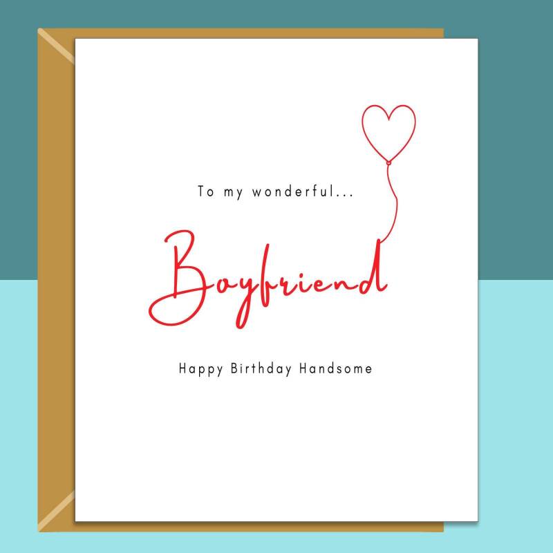 Boyfriend Birthday Card - Personalised - For Him - BF - On his birthday - From Girlfriend or Boyfriend - Blank inside - Regular - Matte