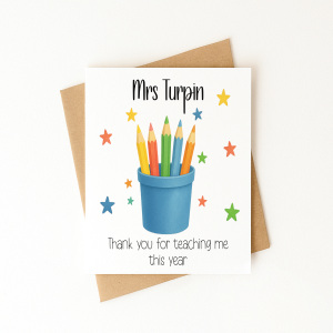 Personalised Thank You Teacher Card - Thank You For Teaching Me This Year - Standard Smooth Card