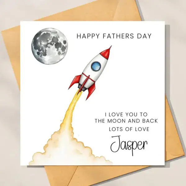 Father's Day Card - Love You To The Moon and Back - Standard Smooth Card