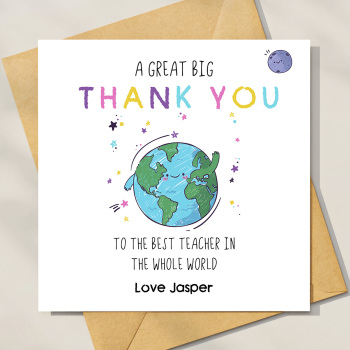 Thank you to the best teacher in the whole world, Personalised Teacher Card