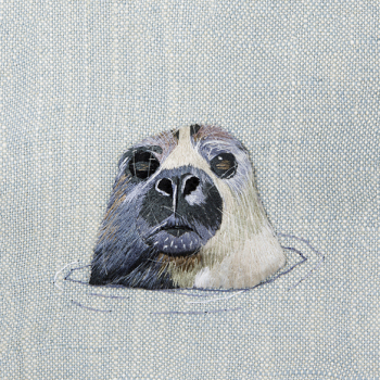 Grey Seal 150mm Square Greetings Card by Artist Sarah J Perry