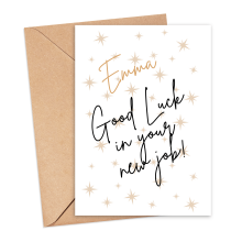 Personalised New Job Card - Starry Themed Good Luck In Your New Job - Small (Approx. A6 | 105mm x 148mm | 4.1in x 5.8in) - Standard Smooth Card