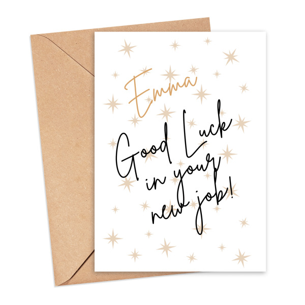 Personalised New Job Card - Starry Themed Good Luck In Your New Job - Small (Approx. A6 | 105mm x 148mm | 4.1in x 5.8in) - Standard Smooth Card