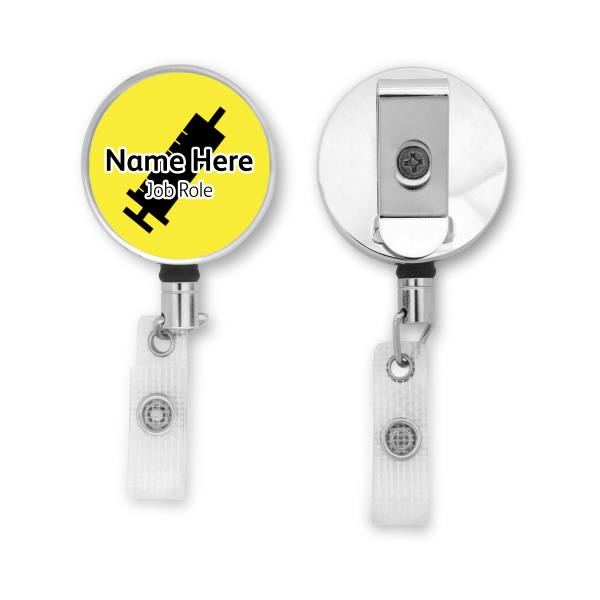 Personalised Metal ID Reel - Classic Yellow - Needle Icon