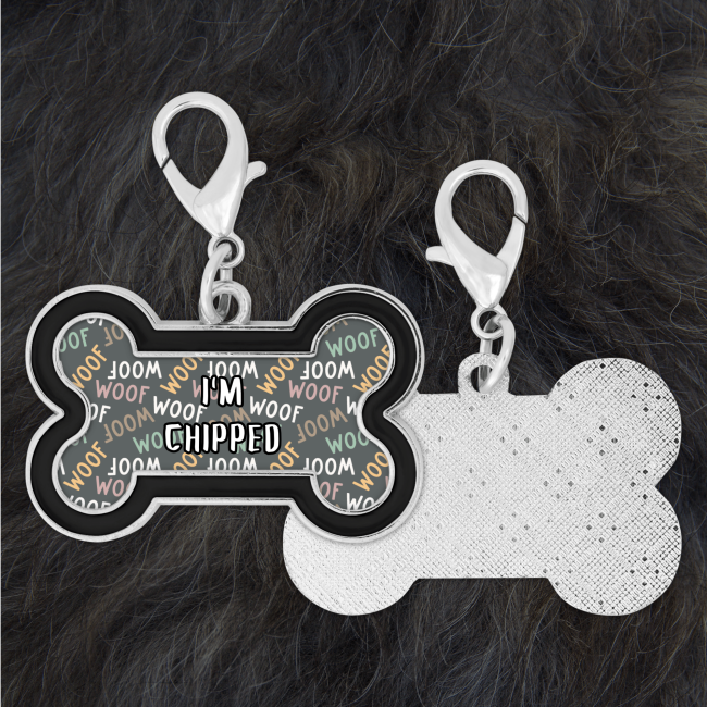 Bone Shaped 'I'm Chipped' Safety Pet Collar Tag - Red