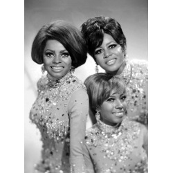 Holy Mackerel The Supremes retro black and white photographic card featuring a vintage image of the all girl group - 12.6 x 17.7cm and blank inside