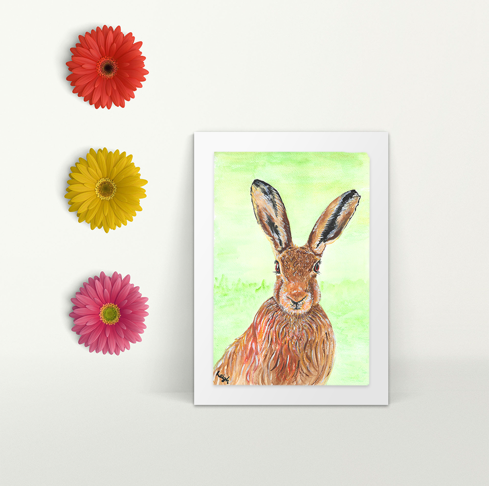 Hare - A4 Print - Mounted