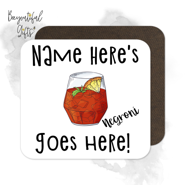 Personalised Cocktail Coaster - Hand Drawn Negroni