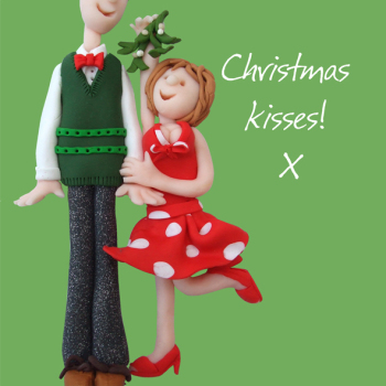 Greeting Card - Happy Christmas, Christmas Kisses - for, Christmas,