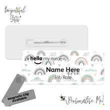 #hello my name is... Name Badge - Pastel Rainbows, Hearts & Clouds