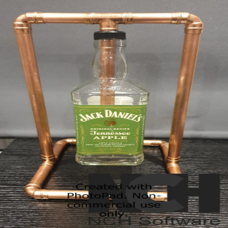 Jack Daniels - Copper frame Bottle table lamp - Original - Upcycled - Man Cave - Fathers Day - Gifts For Him - lighting