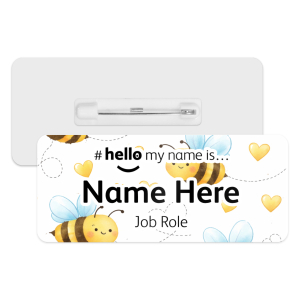 #hello my name is... Name Badge - Watercolour Cute Bees & Hearts