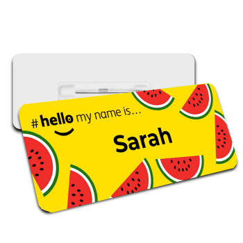 Hello My Name is Badge Yellow Water Melon Personalised Premium Durable Name Badge  #hello mynameis Name Badge, Nurse Bages, Name Badges