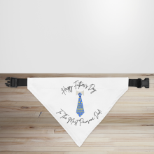 Happy Father's Day Best Dad Ever Tie Design Dog/Puppy Bandana - Small - 12x17cm (Strap: 25cm - 40cm)