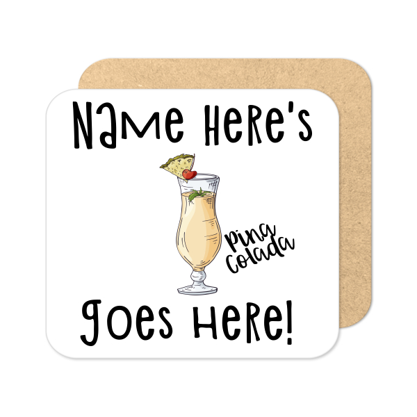 Personalised Cocktail Coaster - Hand Drawn Pina Colada