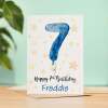 Personalised 7th Birthday Card For Boy Custom Name Card For Boy Seventh Birthday Card For Child Birthday Card for Boy Custom 7th Birthday - Large (5x7) / Blank Message