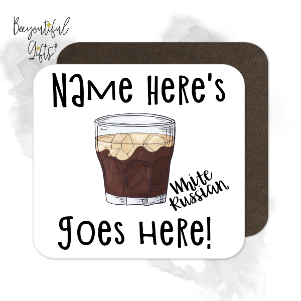 Personalised Cocktail Coaster - Hand Drawn White Russian