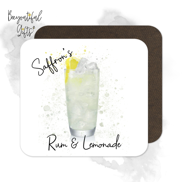 Personalised Rum & Lemonade Coaster with Splash Effect