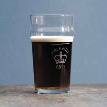 Holy Mackerel cup half full retro themed blank greeting card for him or her - designed by Andy Poplar - 15cm square and blank inside for your message