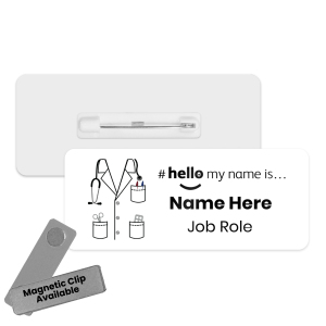 Name Badge - Colour Doctor Scrubs Hello My Name is... - White