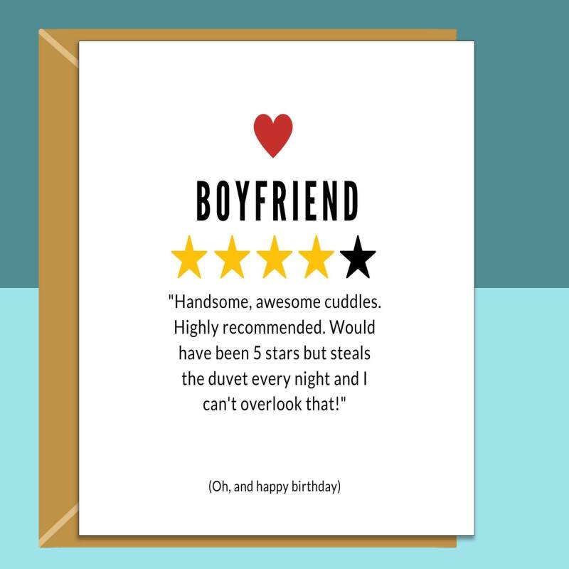 Funny Boyfriend Birthday Card - Personalised - Steals the Duvet - For Him - BF - On his birthday - From Girlfriend or Boyfriend - Blank inside - Regular