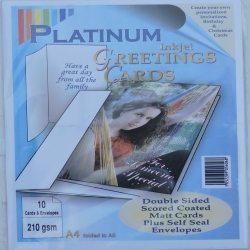 Platinum 10 Pack A4 Greeting Cards with Envelopes