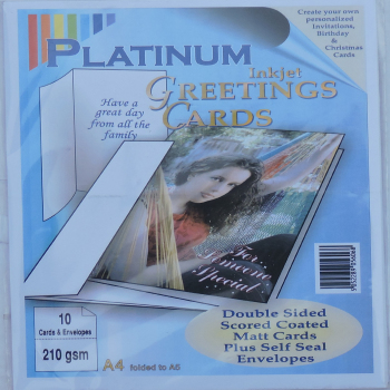Platinum 10 Pack A4 Greeting Cards with Envelopes
