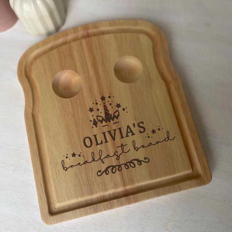 Personalised Dippy Egg Breakfast Board / Football Themed Gifts for Kids / Personalised Egg and Toast Board / Egg Cup Tray Birthday Easter - Dippy Egg - Dinosaur