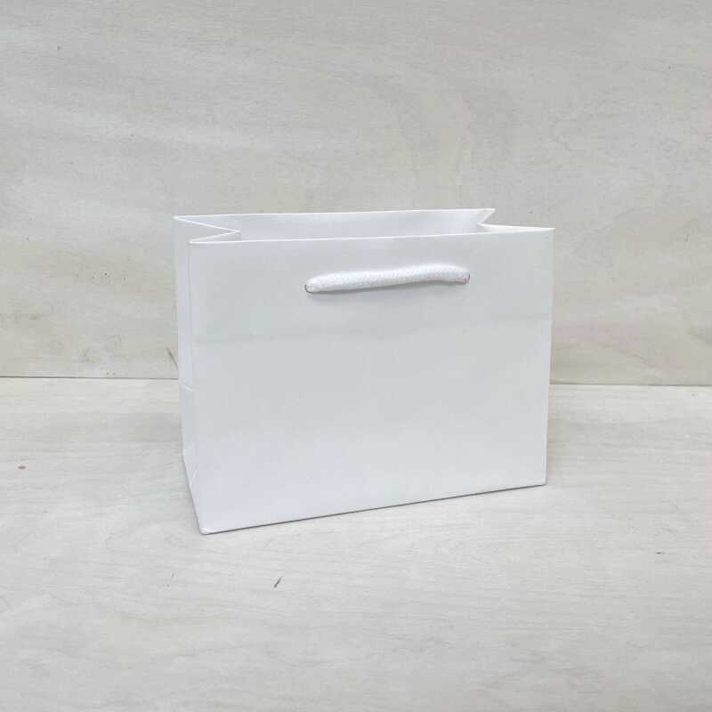 Plain Gift Bags for Personalisation / Wedding Bags / Bags for all occasions / White and Black Bags / Paper Gift Bag with Rope Handles - White - Small Landscape