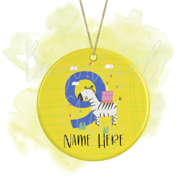 Personalised Birthday Ceramic Decoration - Animal Number