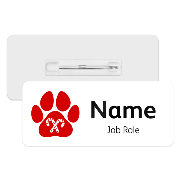 Personalised Vet Name Badge - Candy Cane Paw Print