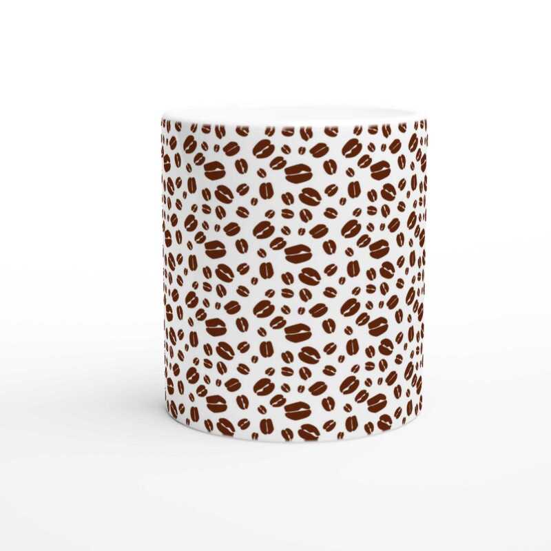 Coffee Bean Pattern Mug - Ceramic White