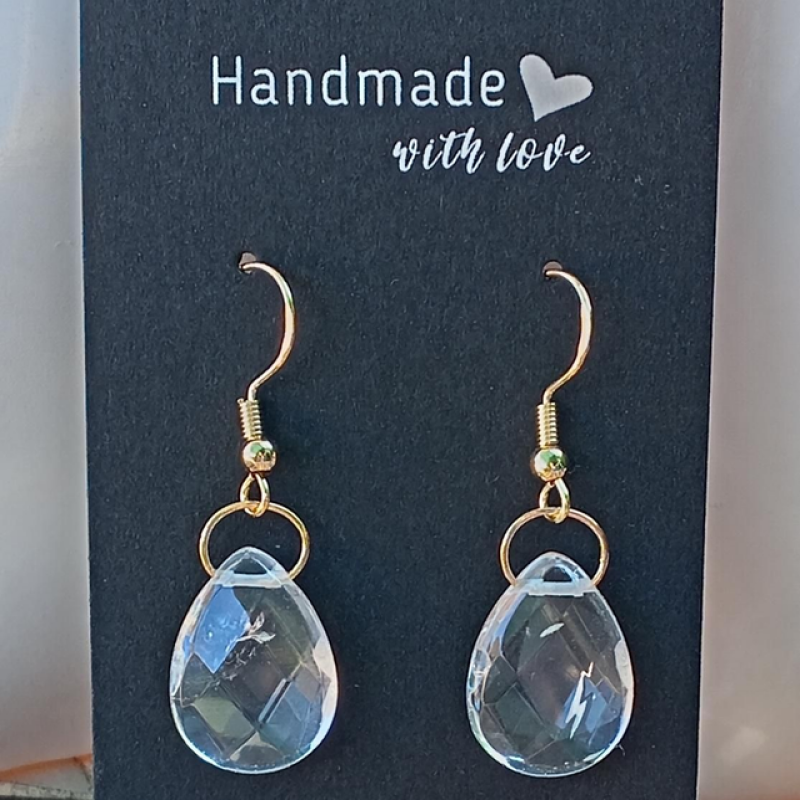 Clear Quartz Gold Earrings