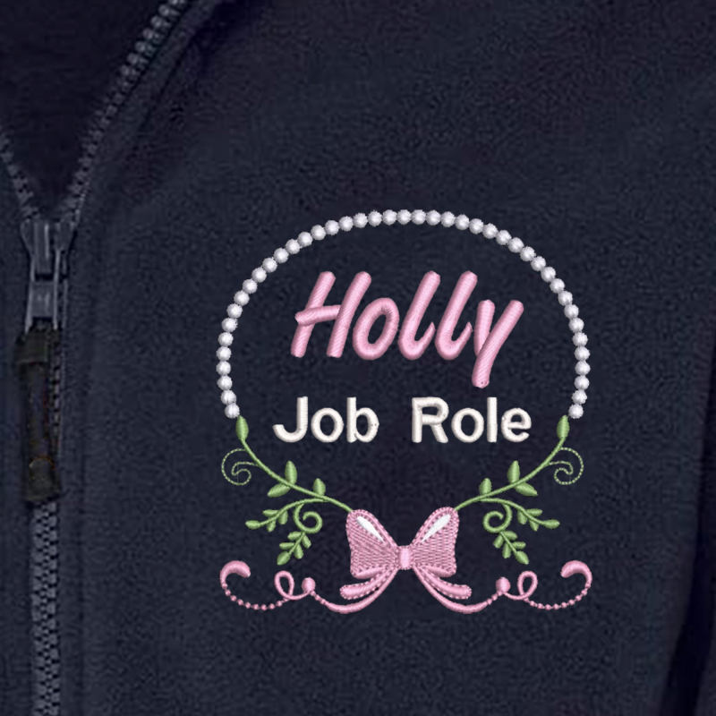 Floral Pink Ribbon Healthcare Fleece Jacket with Rainbow Design | Private healthcare Fleece Jacket Embroidered with Name. Custom Outdoor Weather Jacket - Extra Small (XS)