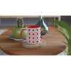 Red Diamonds and Shapes Mug - Ceramic White
