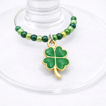 Handmade Wine Glass Charm - Four-Leaf Clover