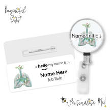 #hello my name is... Name Badge & Metal ID Reel - Floral Lungs