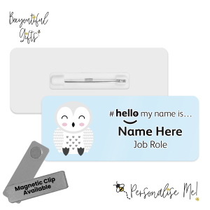 Name Badge - Cute Arctic Animal Corner Hello My Name is... - Owl 2