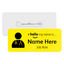 #hello my name is... Name Badge - Classic Yellow - Doctor Icon