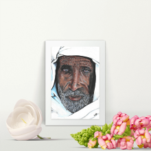 Elderly Moroccan Man - A4 Print - Mounted