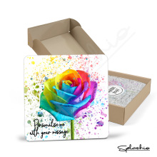 Personalised Splatter Art Coaster - Rainbow Rose