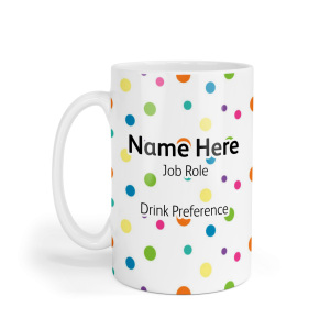 Personalised Ceramic Mug - Rainbow Polka Dots