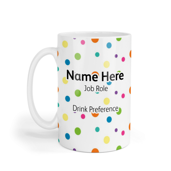 Personalised Ceramic Mug - Rainbow Polka Dots