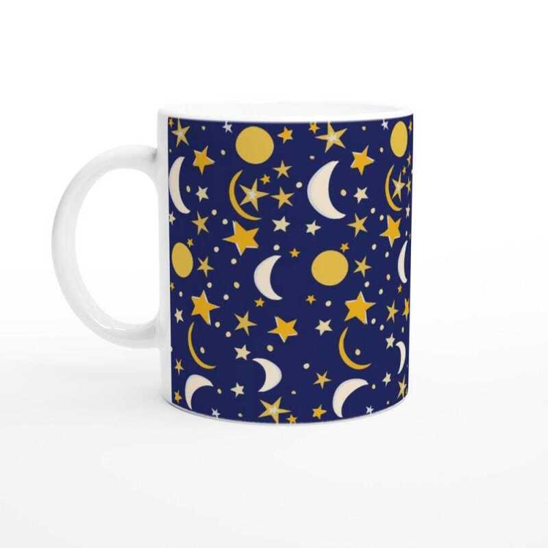 Scattered Sun Moon and Stars Mug - Ceramic White