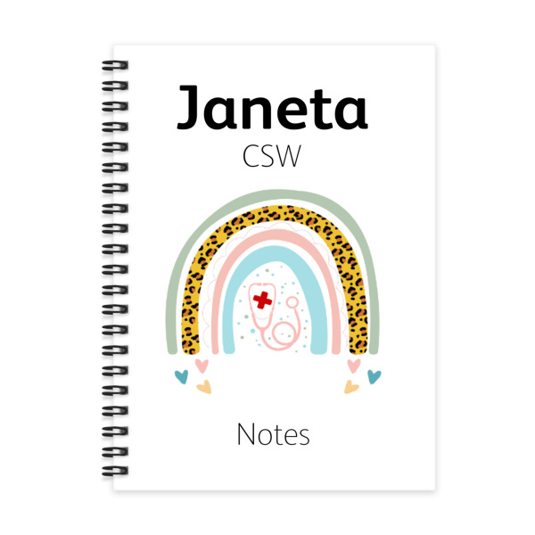 Personalised A5 Notebook - Stethoscope Rainbow
