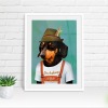 Dachshund dog in clothes, animal print, wall art - A5 - Glossy - Blue