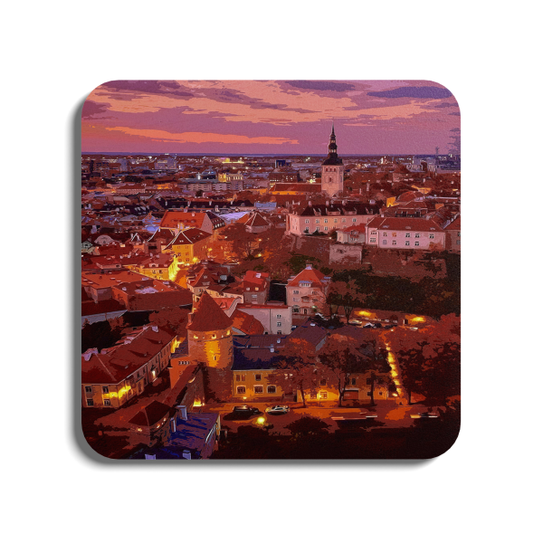 Estonia - Italy | Global Artwork Wooden Coaster