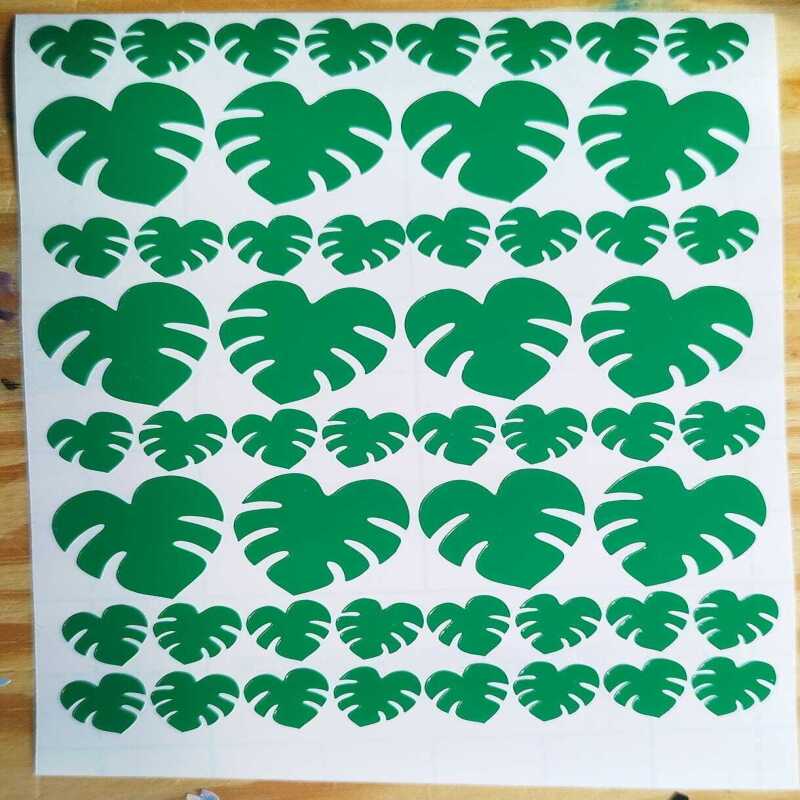 Monstera Leaf Stickers 1inch and 0.5inch mix